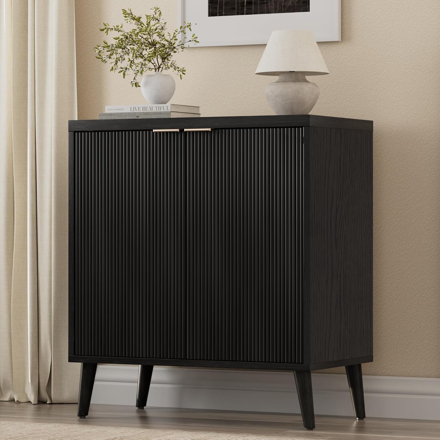 Fluted Buffet Cabinet With Sto - Kitchen Appliances Cabinet recension och pris