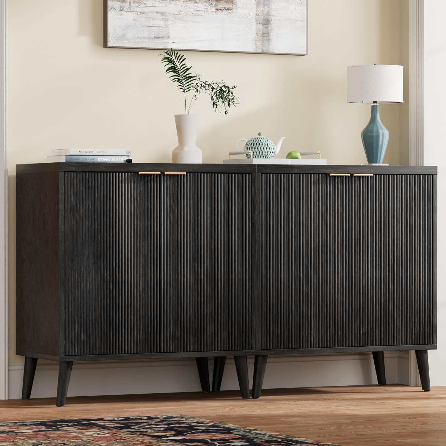 Fluted Buffet Cabinet With Sto - Kitchen Appliances Cabinet recension och pris