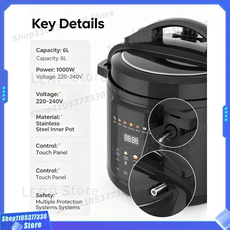6L 8L Electric Pressure Cooker - Kitchen Appliances Direct recension och pris